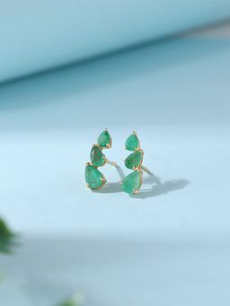Ornate Jewels - 925 Silver 18K Gold Plated Natural Sakota Emerald Pretty Stud Earring for Women & Girls