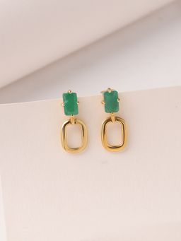 Ornate Jewels - 925 Silver 18K Gold Plated Natural Sakota Emerald Drop Earring for Women & Girls