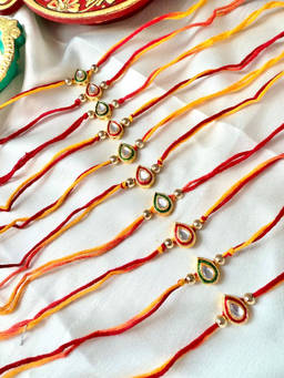 ISHKAARA - Multi-Color Kundan Thread Rakhis (Pack of 10)