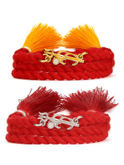 Zavya - Divine Om & Trishul Cubic Zirconia Sterling Silver Thread Rakhi with Roli Chawal (Pack of 2)