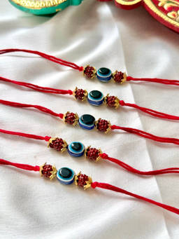 ISHKAARA - Multi-Color Rudraksh Thread Rakhis (Pack of 5)