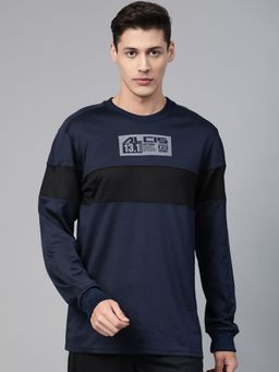 Alcis - Men Navy Blue And Black Colour Blocked Running Sweatshirt