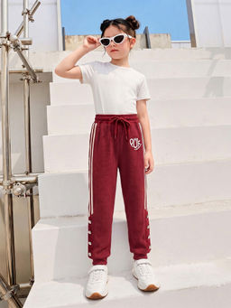 Purple United Kids - Maroon Solid Cotton Regular Joggers