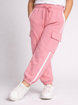 Purple United Kids - Pink Solid Cotton Regular Joggers