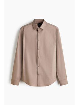 H&M - Men Beige Slim Fit Stretch shirt