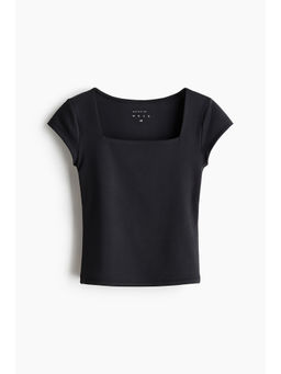 H&M - Girls Black Square Neck Sports Top with Drymove