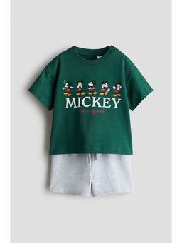 H&M - Boys Green 2-Piece Printed Set