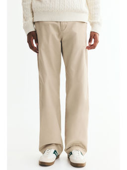 H&M - Men Beige Relaxed Fit Cotton chinos
