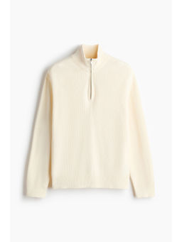 H&M - Men White Regular Fit Zip-top jumper
