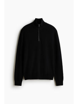 H&M - Men Black Regular Fit Zip-top jumper