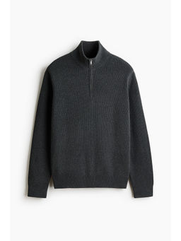 H&M - Men Grey Regular Fit Zip-top jumper