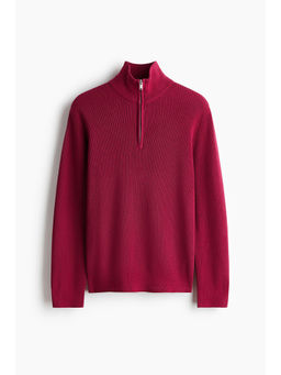 H&M - Men Red Regular Fit Zip-top jumper