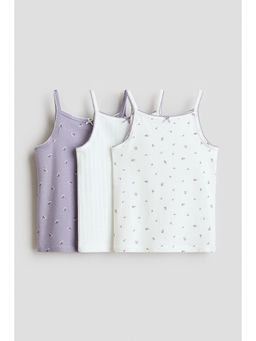 H&M - Girls Multi-Color 3-Pack Cotton Strappy Tops