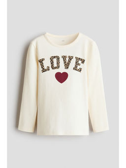 H&M - Girls White Printed Cotton Top