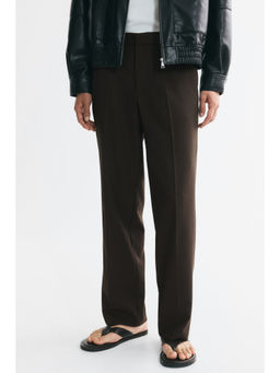 H&M - Men Brown Regular Fit Tailored trousers