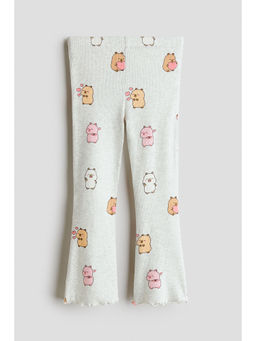 H&M - Girls Grey Printed Cotton Leggings