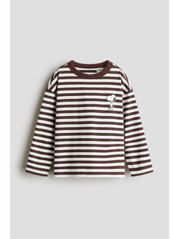 H&M - Boys Brown Print-Motif Long-Sleeved T-Shirt