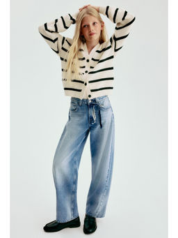 H&M - Girls Blue Baggy Fit Barrel Jeans