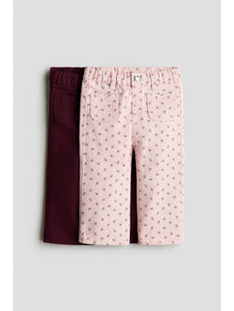H&M - Girls Multi-Color 2-Pack Twill Trousers