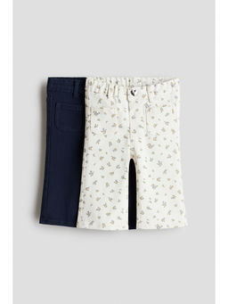 H&M - Girls Multi-Color 2-Pack Twill Trousers
