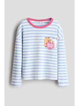 H&M - Girls Blue Stripes Motif Long-Sleeved T-Shirt
