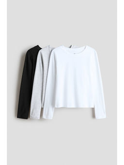 H&M - Girls Multi-Color 3-Pack Long-Sleeved T-Shirts