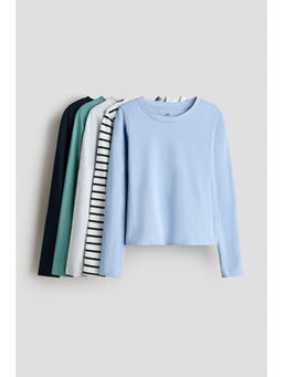 H&M - Girls Multi-Color 5-Pack Long-Sleeved T-Shirts