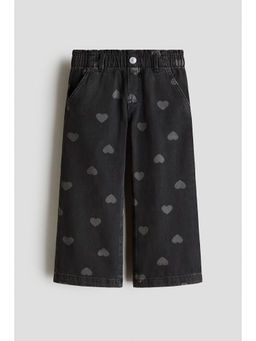 H&M - Girls Black Wide Leg Loose Fit Jeans