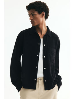 H&M - Men Black Relaxed Fit Corduroy shirt