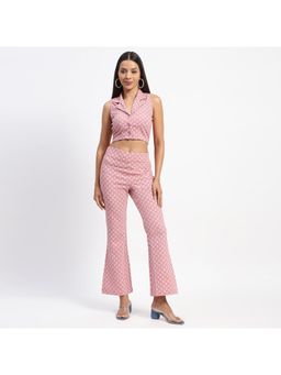 Madame - Geometric Print Lapel Notch Peach Co-Ord (Set of 2) ()