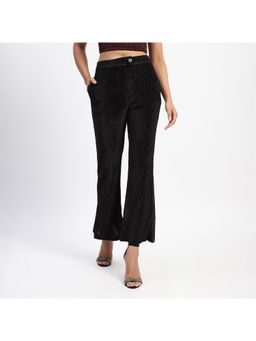 Madame - Black Shimmery Embellished Flared Trousers