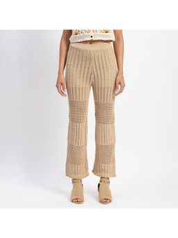 Madame - Cotton Crochet Brown Wide Legged Trousers
