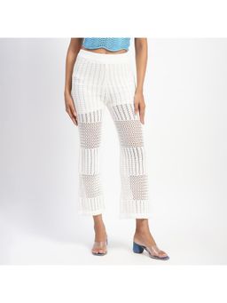 Madame - Cotton Crochet White Wide Legged Trousers
