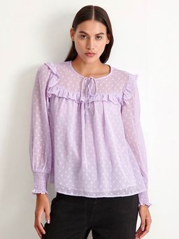 Cover Story - Ruffle Story Lilac Top
