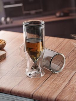 Trovea's - Fish Fin Fusion Double Walled Beer Glass (Set of 2, 350 ml)