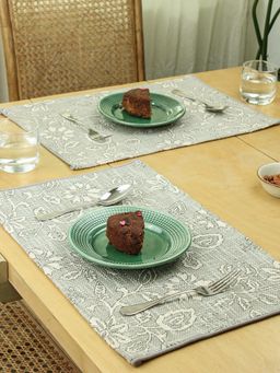 House This - Botanical Garden Set of 2 Table Placemats Grey