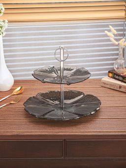 Trovea's - Midnight Petals Two Tiered Cake Stand