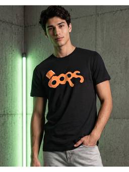 Bewakoof - Men's Black Oops Typography T-Shirt