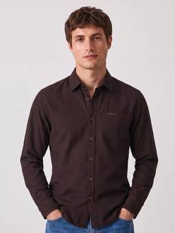 Pepe Jeans - Mens Brown Full Sleeves Solid Shirt