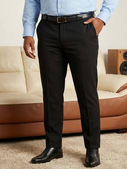 Subtract - Black Men Stretch Flex Waist Slim Fit Formal Trousers