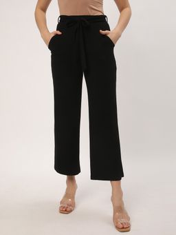 R&B - Solid Relaxed Black Pant with Belt