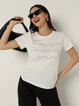 R&B - White Typographic Relaxed T-Shirt