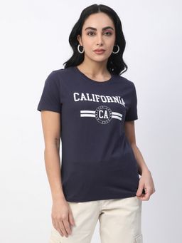R&B - Navy Blue Typographic Relaxed T-Shirt