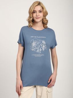 R&B - Blue Embellished Regular T-Shirt