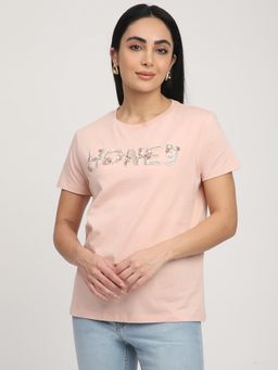 R&B - Pink Embellished Regular T-Shirt