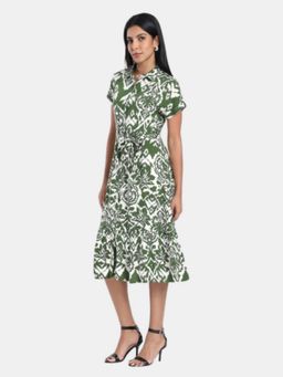 R&B - Green Regular Fit Printed Dress