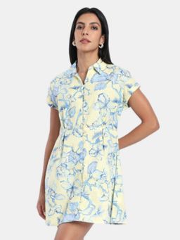 R&B - Yellow Regular Fit Printed Dress