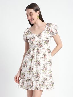 R&B - Off White Floral Regular Dress