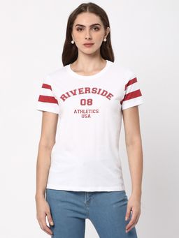 R&B - White Typographic Relaxed T-Shirt