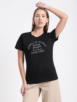 R&B - Black Typographic Relaxed T-Shirt